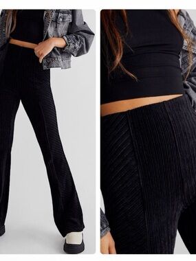 Free People Slim Pull-On Velvet Flare Pants